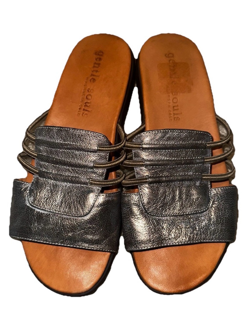 Kenneth Cole Silver Multi-Strap Slide Sandals